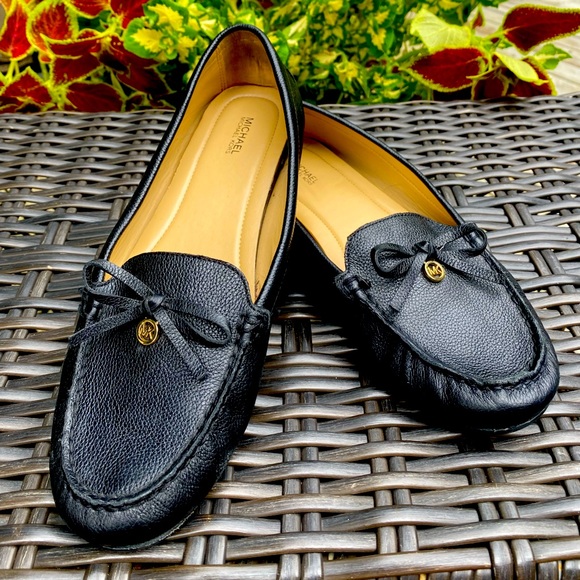 Michael Kors Black Leather Loafers - Picture 1 of 4